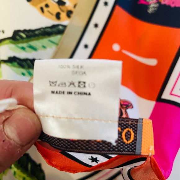 Villa Gallo Colorful Leopard & Palm Silk Scarf with Floral Border - Picture 7 of 7